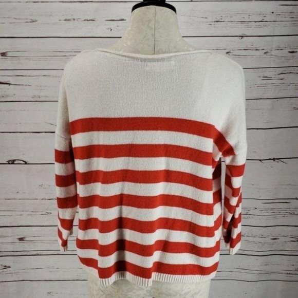 H&M Label of Graded Goods red white striped small quarter‎ sleeveSweater - Picture 3 of 8